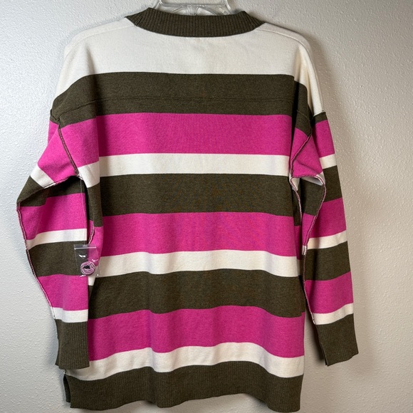 Free People League Of Her Own Cardigan XS  Brown Striped Oversized Academia Prep - Picture 9 of 17